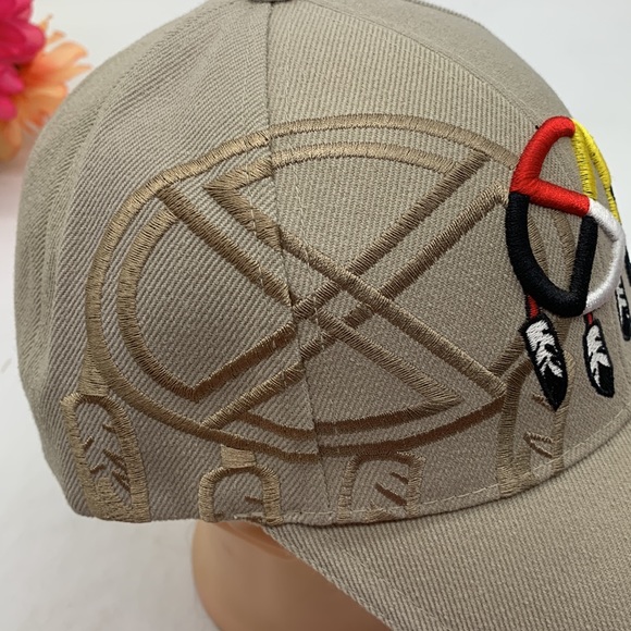 Native Pride Tan Red White Dreamcatcher Pattern Baseball Hat Adjustable HT3963 - Picture 2 of 6